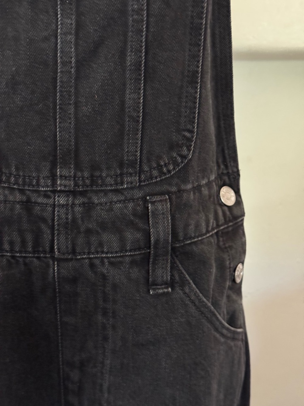 Madewell Washed Black Denim Overalls Small Straight Leg Minimal Workwear - Picture 7 of 7